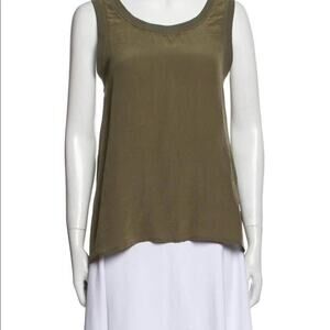 ANINE BING SCOOP‎ NECK GREEN SILK BLOUSE SIZE S